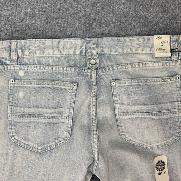 Obey Jeans Womens 31 Acid Wash Debbie Fit Low Waist Skinny Leg Zipper Pockets - Picture 10 of 14